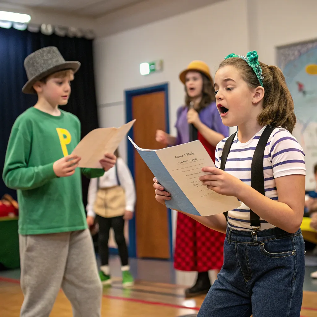 Kids participating in acting class