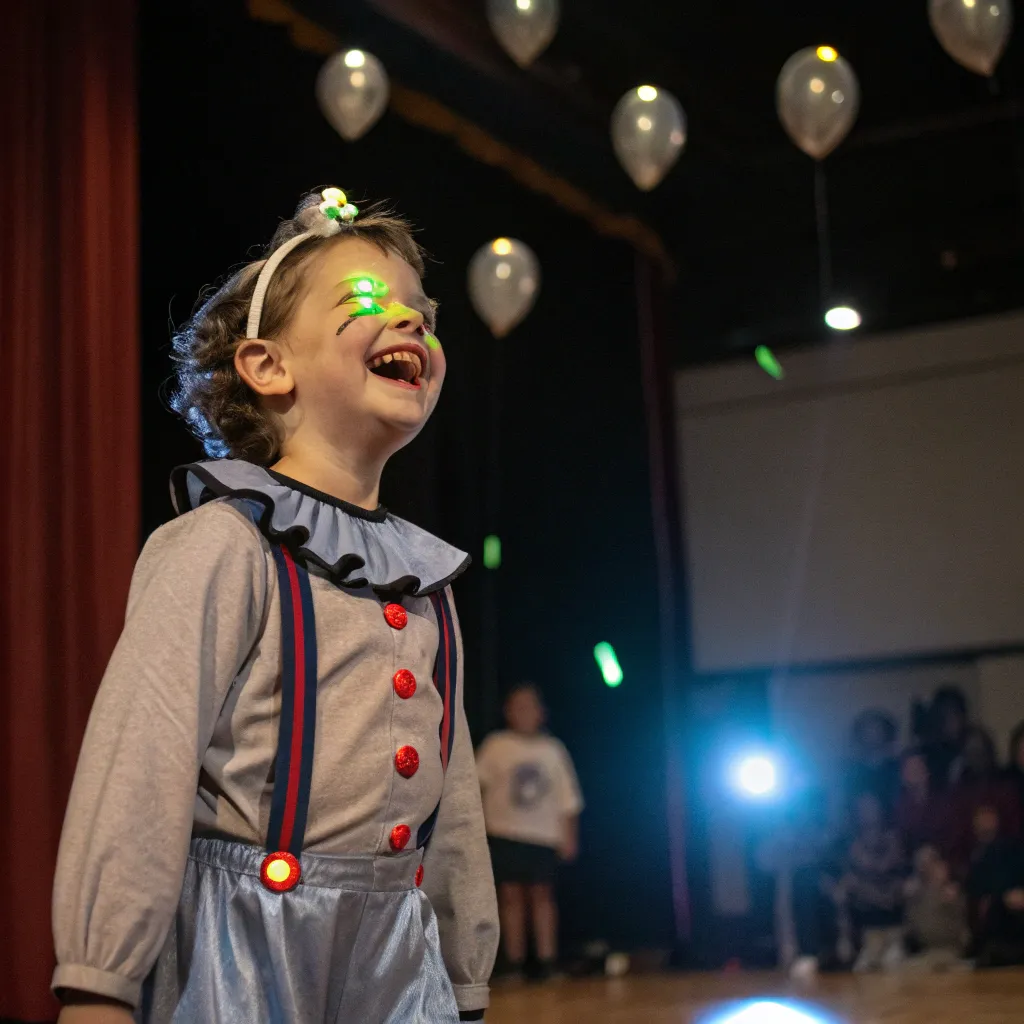 Happy child after performance