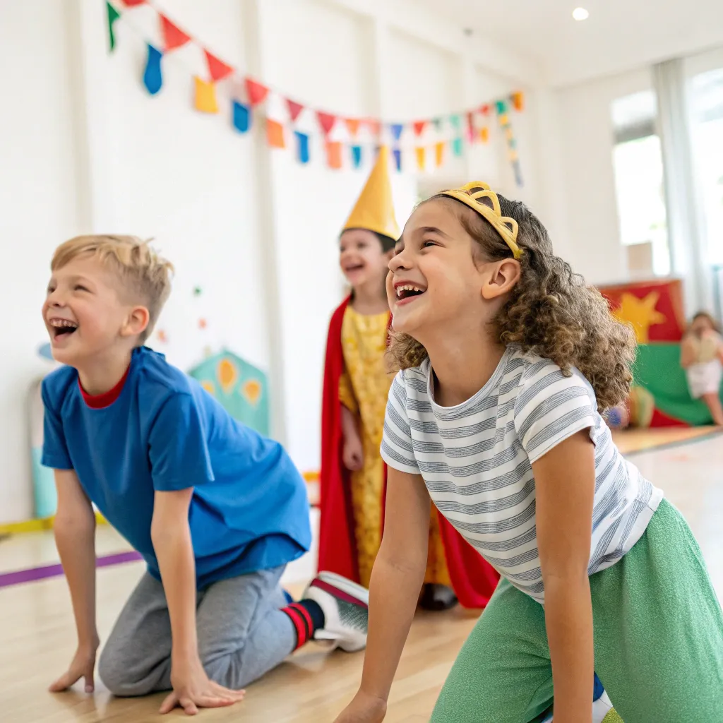 Happy children at acting class